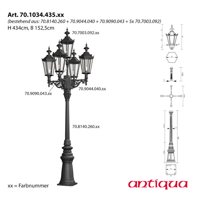Historischer Kandelaber 5-flammig Berlin 1034 – Bild 2